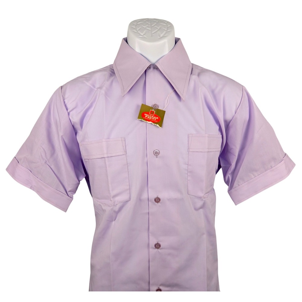 MacRae Prest Work Shirt Short‎ Sleeve Button Up Lavender Purple Medium